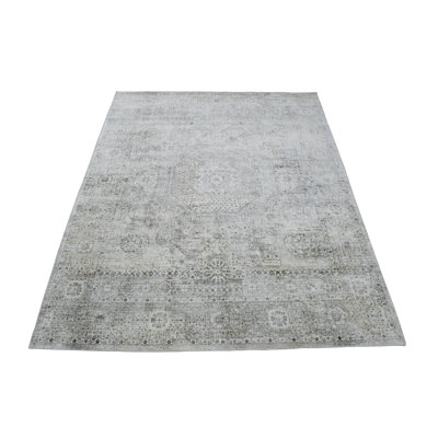 Tapis oriental oriental tissé à plat à la main gris