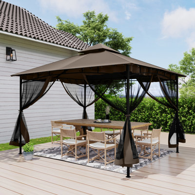 Pavillon de jardin double en métal avec toit