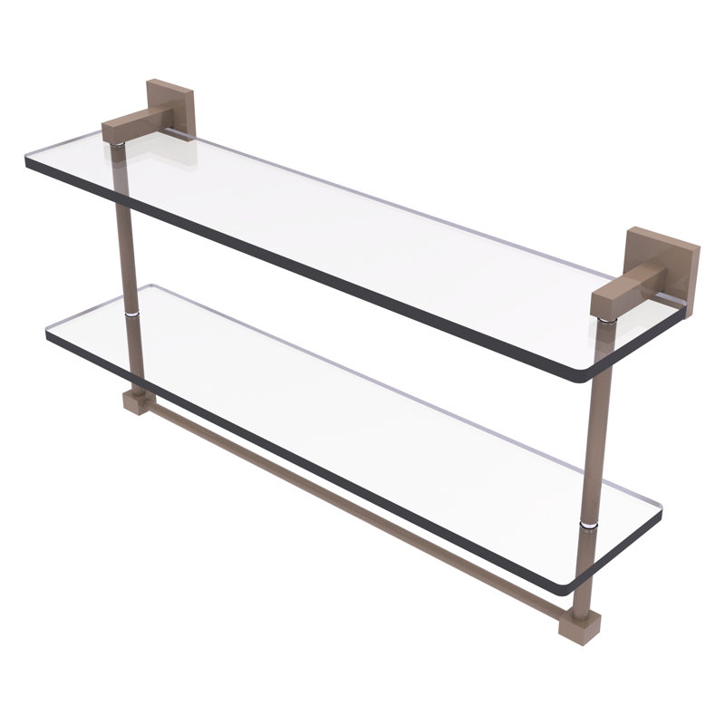 Haranu 2 Piece Tiered Shelf with Towel Bar, Shaded Beige, 11.7" H x 22" W x 5.7" D