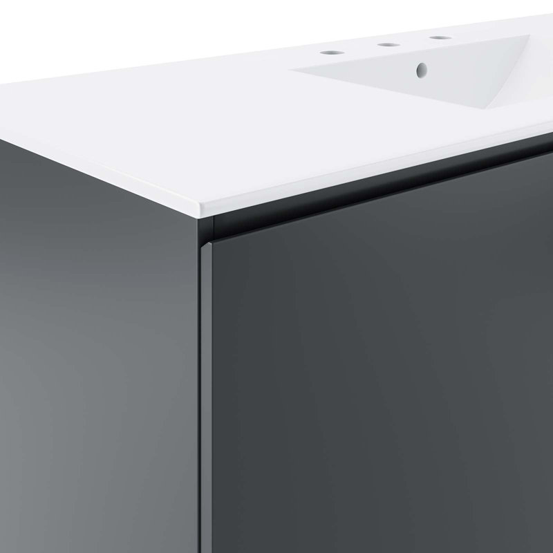 Modway Bryn 48" Wall-Mount Bathroom Vanity, Gray, White