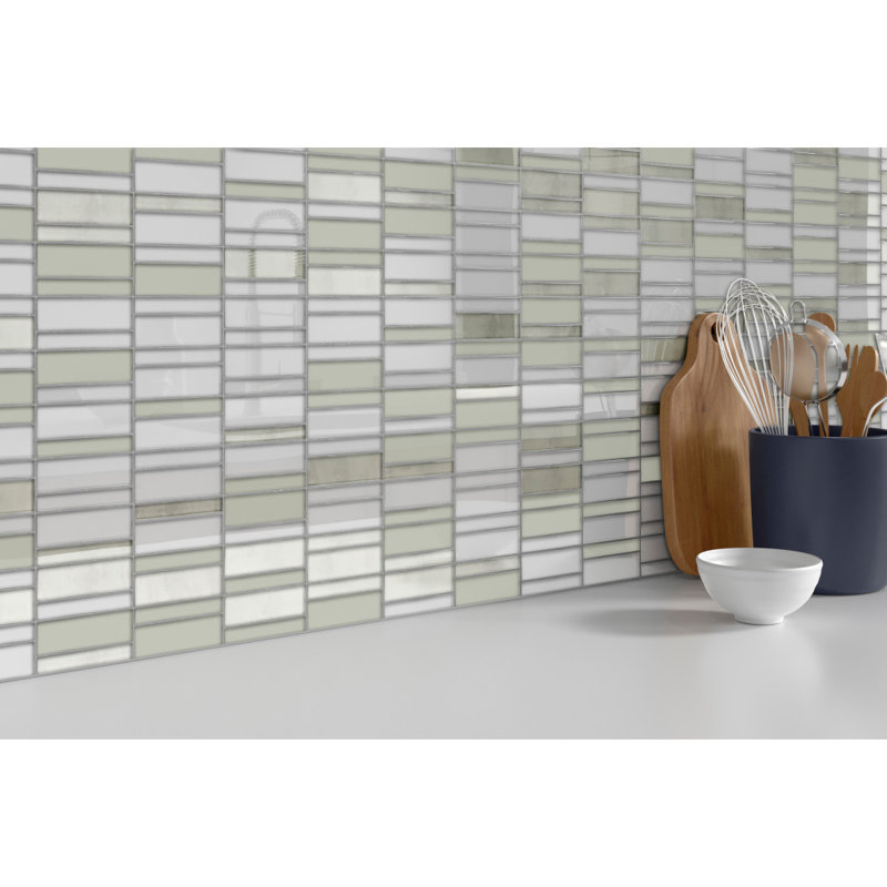 La Vie White 12 in. x 12 in. Glossy Glass Wall Tile (13.69 sq. ft./Case), Cream