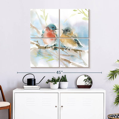 Paire d'oiseaux bleus Brampt au printemps