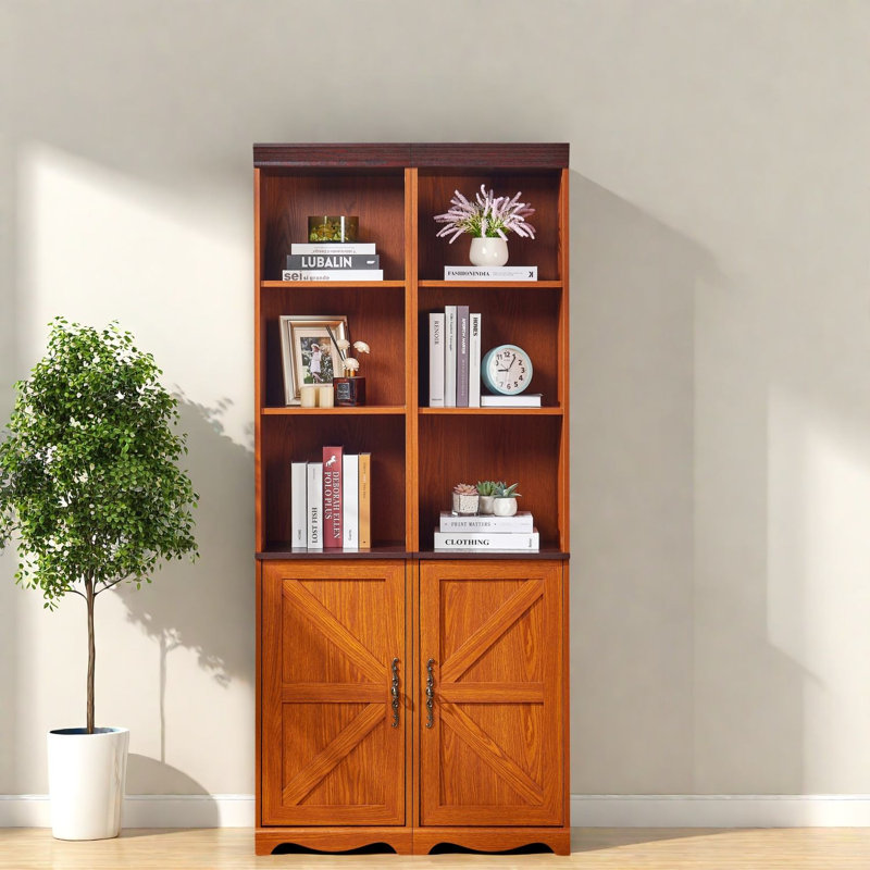 Bibliothèque de ferme avec rangement, armoire en bois aggloméré réglable pour la maison