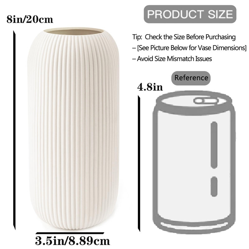 Vase en céramique 8 po, Blanc