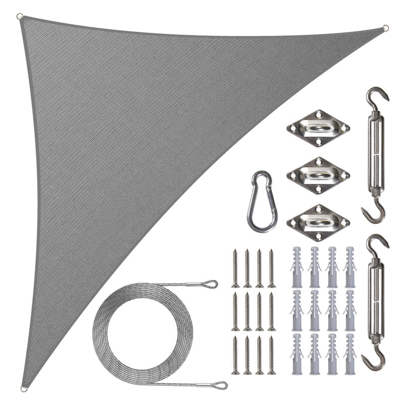 Toile d'ombrage triangulaire Colourtree avec trousse de quincaillerie et cordes_1, Gris, 24 pi x 24 pi x 33,9 pi