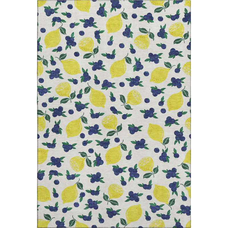 Premium Machine Washable Mayfield  Fruits Rug, Ivory, 10' x 14'