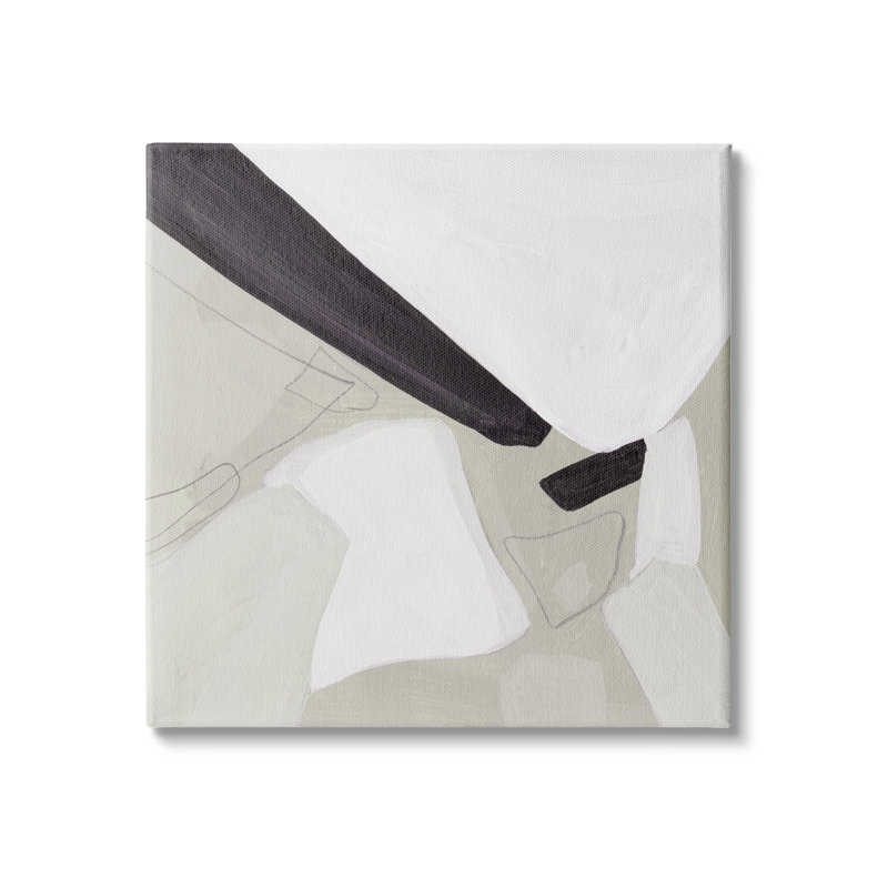 Abstrait, formes neutres, noir, brun clair, salon moderne, art mural sur toile tendue XL par Melissa Wang