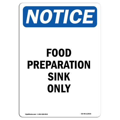 Food Preparation Sink Only Sign