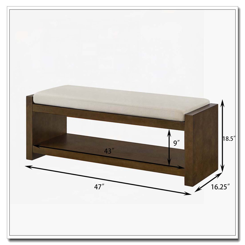 Banc avec étagère à chaussures à tablette inférieure, Beige