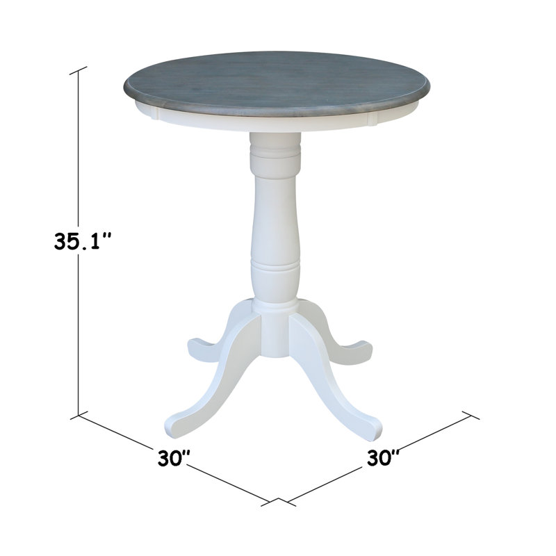Mosteller Solid Wood Dining Table, 36" H x 30" W x 30" D, White/Heather Gray
