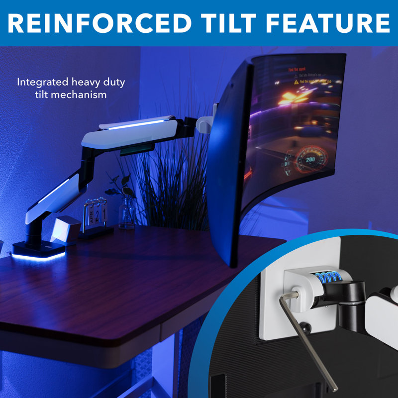Mount-It! Heavy-Duty Single Monitor Arm for Ultrawide Screens Up To 49" / 44 lbs. for VESA Desk Mount