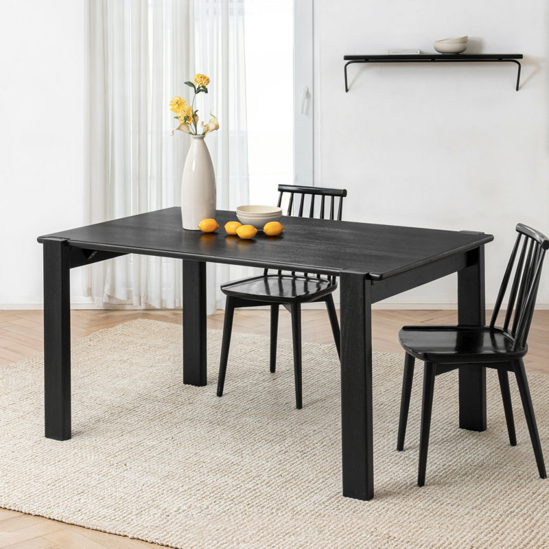 Clayton Solid Wood 6 Seater Rectangular Dining Table, Black