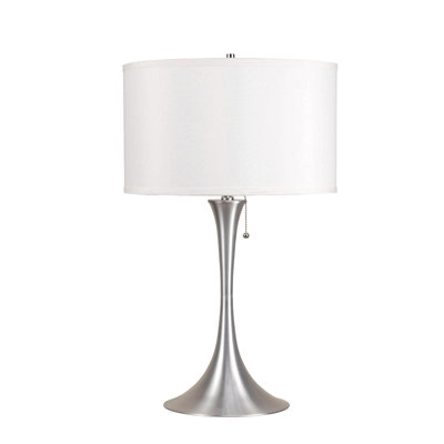 Lampe de table rétro 27 po en métal, abat-jour en lin blanc