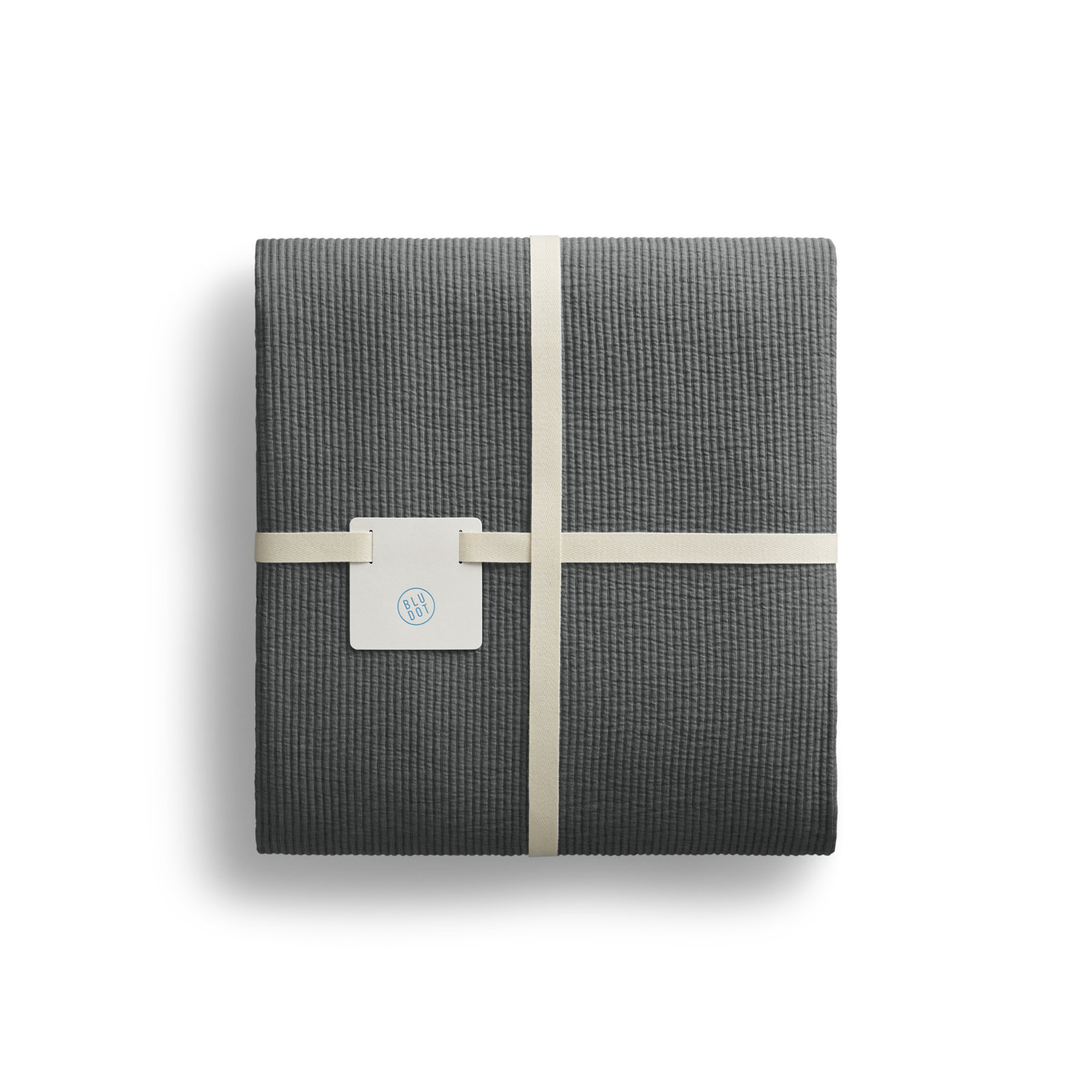 Ripple Cotton Coverlet Set, Queen Bedspread + 2 Queen Shams, Charcoal