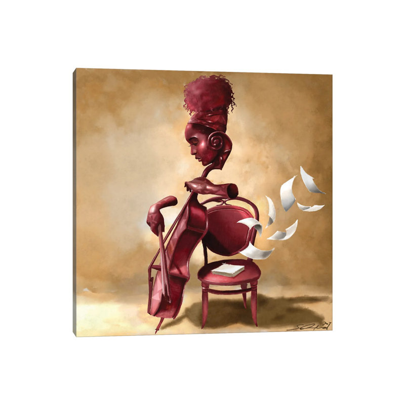 The Solo Cellist by Salaam Muhammad - Painting on Canvas, Wrapped Canvas, 93.98cm H x 93.98cm W x 1.91cm D