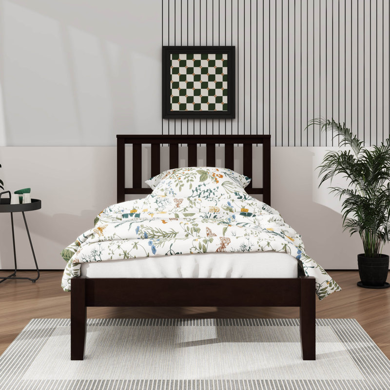 Lit simple plateforme en bois, Espresso