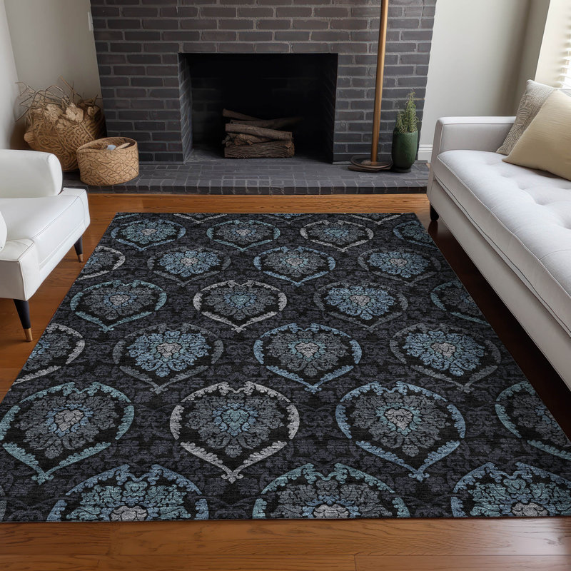 Premium Machine Washable Prisco Blue Rug, Rectangle 10' x 14'