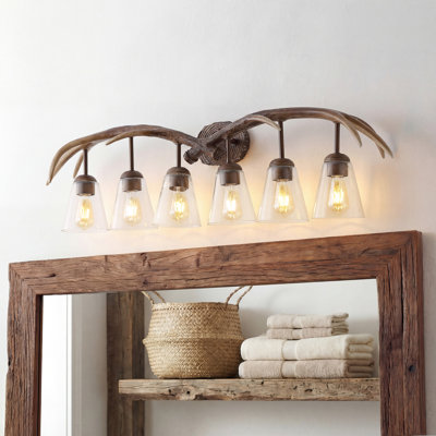  Asim Southwestern Bohemian Resin/Seeded Glass Faux Antler LED Vanity Light