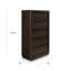 Commode haute 5 tiroirs Dely, poignées en métal noir, brun foncé