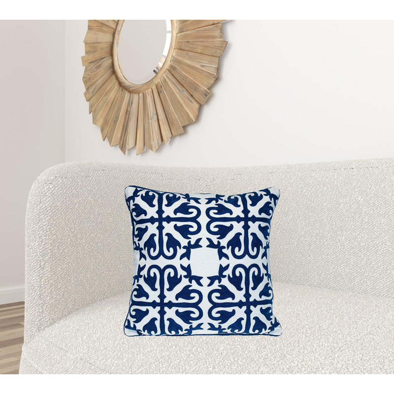 Coussin 100% coton à fermeture à glissière, Bleu