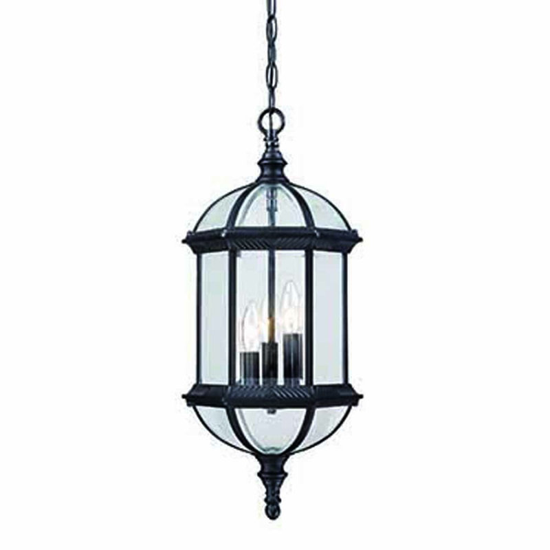 Lanterne suspendue trois lumières en aluminium coulé, Noir mat