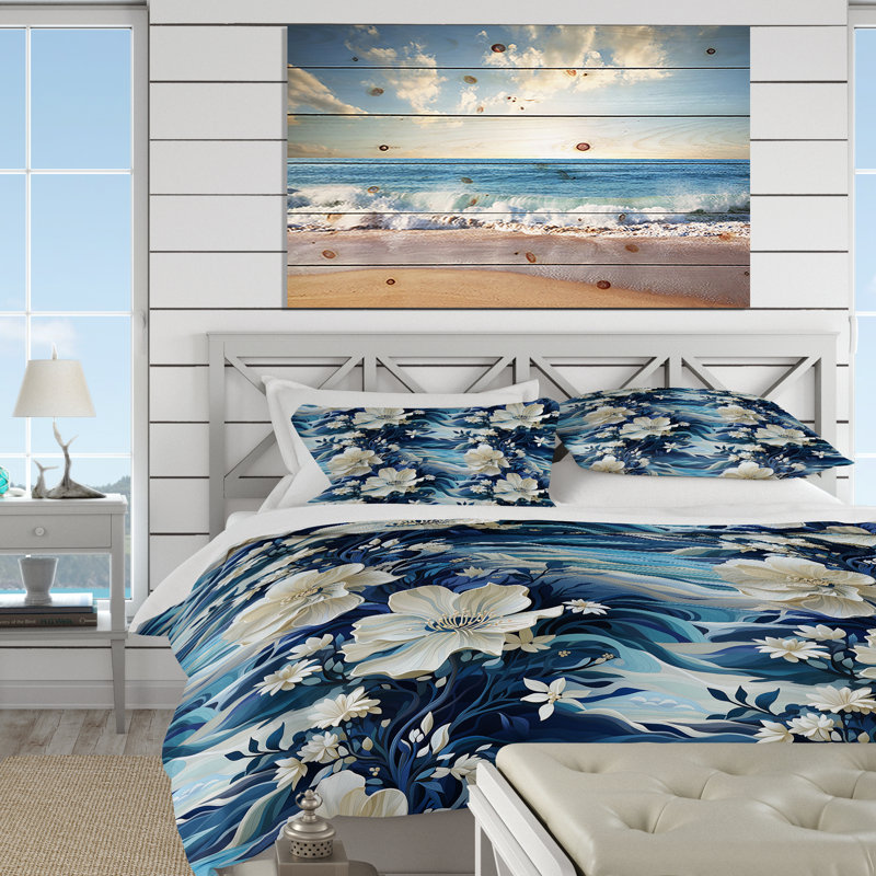 Oceanic Dreamscape Tropical Pattern IV Duvet Cover, King Duvet Cover + 2 King Shams