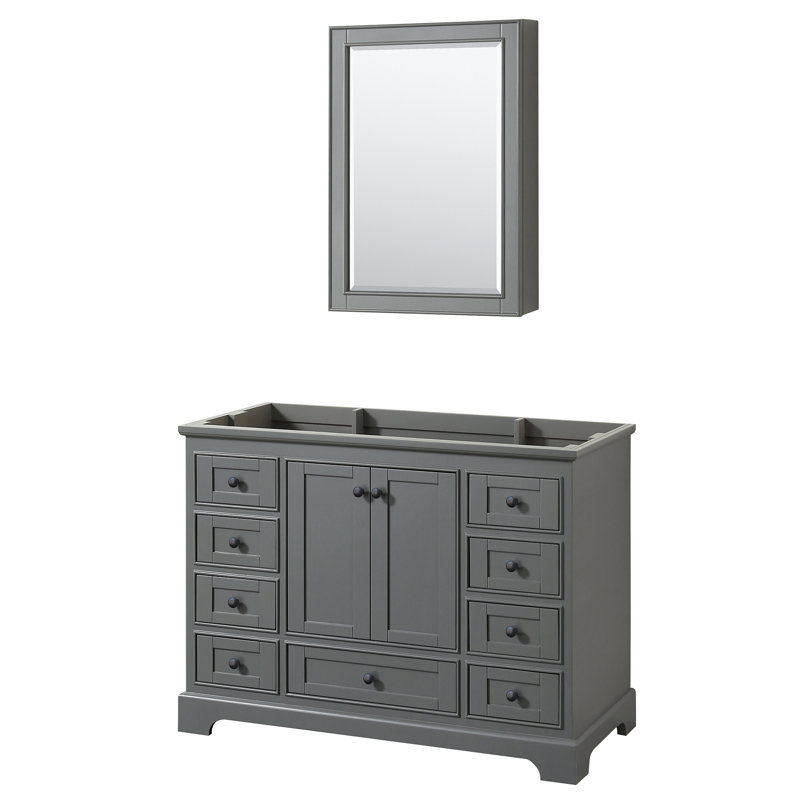 Base de meuble-lavabo de salle de bain simple 47" seulement Deborah, Gris foncé / noir mat