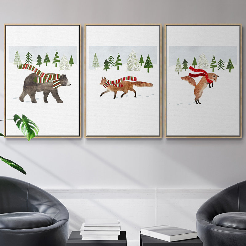 Woodland Christmas I 3 pièces, Bois naturel, H 40 po x l 78 po