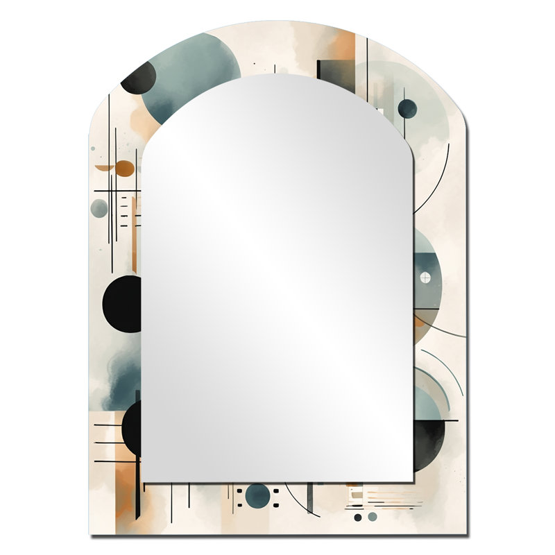 Blue Cream Minimalisme Quiet Profondeurs - miroir mural minimaliste arche, miroir asymétrique moderne, impression d'art en métal