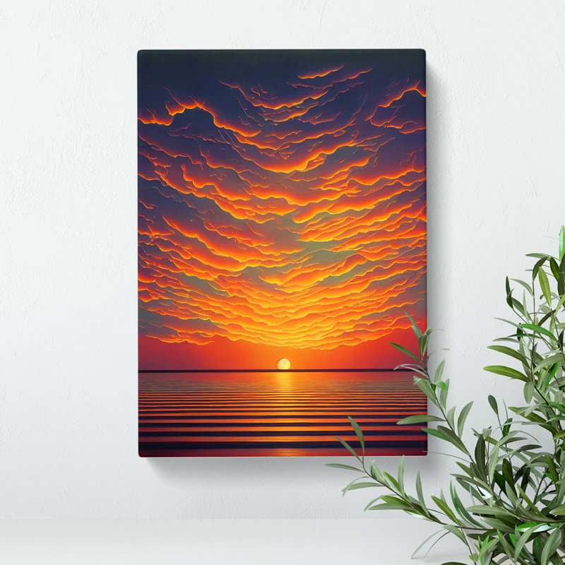 XV1022-3410X Passionate Ocean Sunset - Print, No Matte, 60cm H x 40cm W, Wrapped Canvas