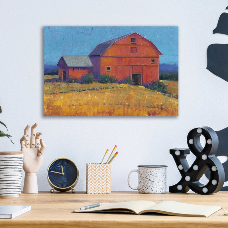 «Colorful Barn View I» par Tim O'Toole, art mural en verre acrylique, H 12 po x l 16 po x P 0,13 po
