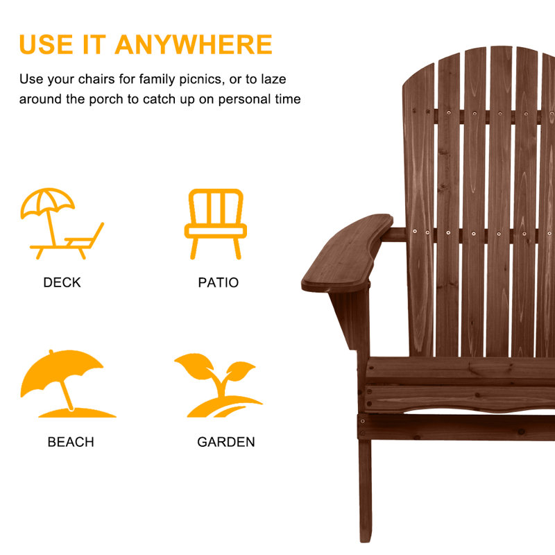 Sharene Fir Foldable Outdoor Adirondack Set, Carbonized