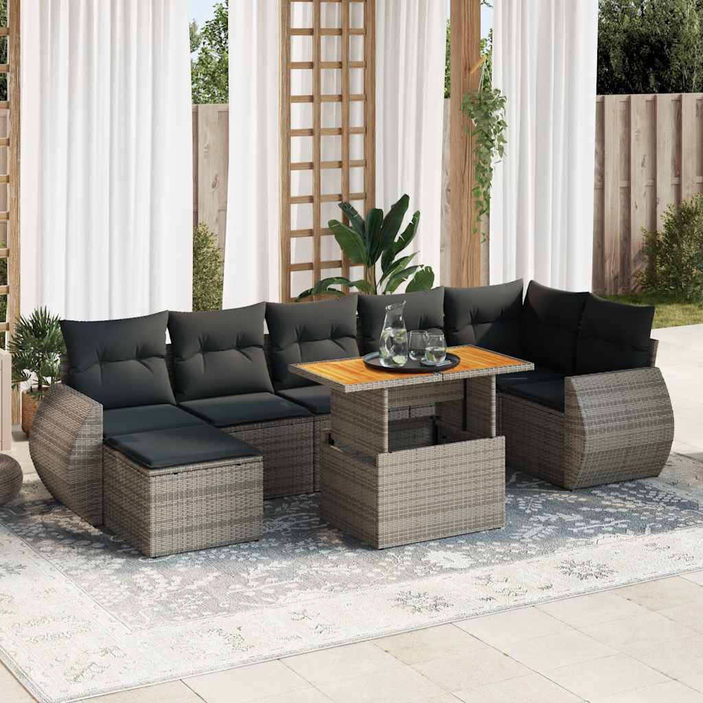 Vidaxl 8-Tlg. Garten-Sofagarnitur Mit Kissen Schwarz Poly Rattan