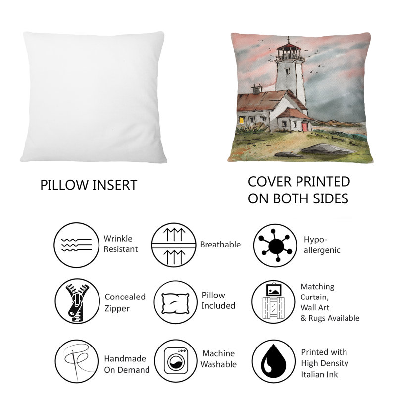 Phare sous un ciel rose gris - Coussin 1