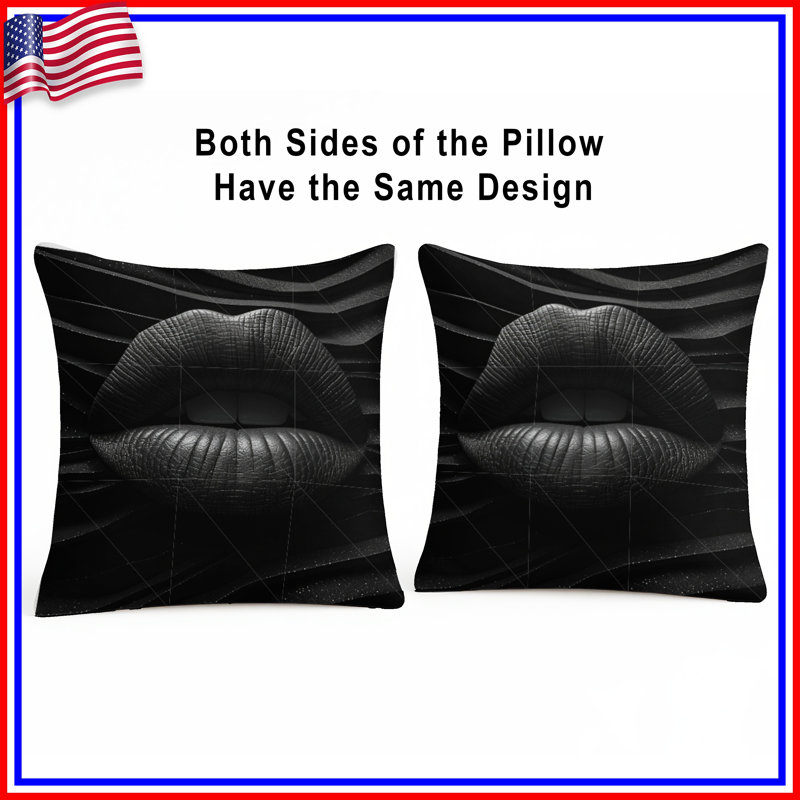 Coussin Lips, oreillers abstraits à double face, 18 po x 18 po