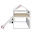 Lit mezzanine double en bois avec structure en forme de maison avec tente-1228640510