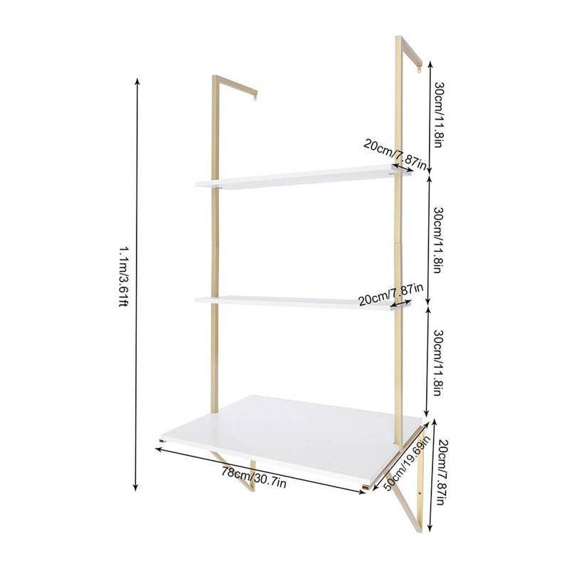 3 Piece Metal Bracket Shelf with Towel Bar