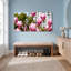 Ensemble de 1 tableau sur toile tendue représentant des fleurs de magnolia rose et un oiseau-1336893018