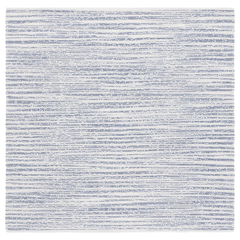 Anatollo Renewal Hand Woven Pet/Cotton Rug in Blue/Ivory, Square 6'