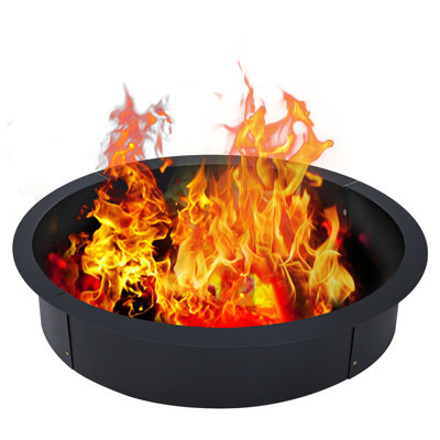 Foyer sans fumée de 45 pouces, foyers ronds au feu de bois, foyers robustes avec tisonnier pour la cour arrière, feu de camp, acier extérieur noir de 2,5 mm d'épaisseur pour le camping, barbecue