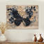 Papillon bleu et blanc en fleurs - impression moderne en bois noir sur bois de pin naturel-1099997403