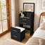 Ensemble coiffeuse de 51 cm avec table de chevet et miroir rabattable, noir-1277297111