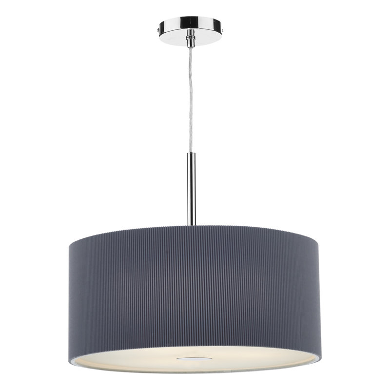 Kiera 3 - Light Polished Chrome Drum Pendant, Grey, Small
