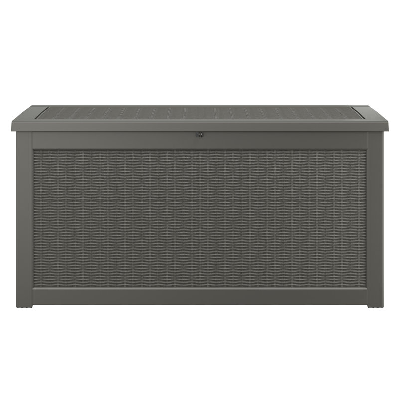 Water Resistant Resin Lockable Deck Box, Gray, 24.4" H x 47.8" W x 21.3" D