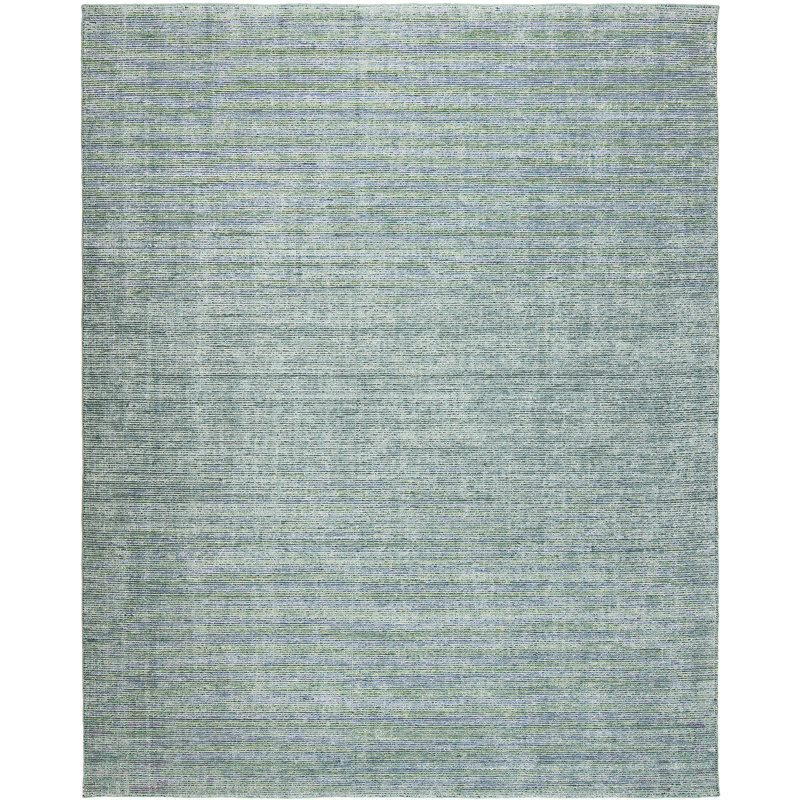 Tapis bleu en laine tissé à plat à la main ZanowitZ, Rectangle 7 pi 6 po x 9 pi 6 po