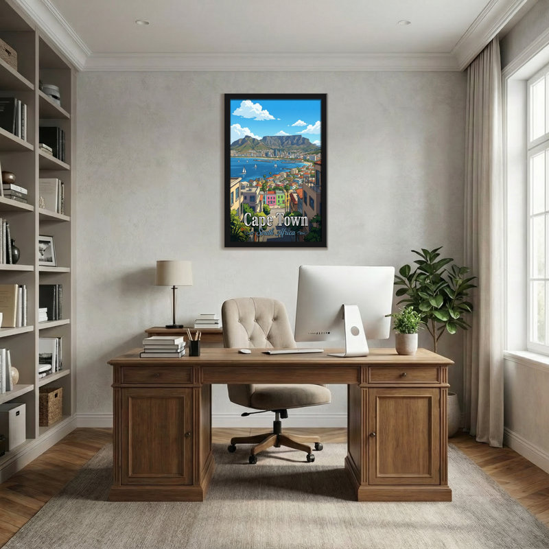 Paysages pittoresques et urbains avec vue sur la montagne et le port de Cape Town, H 24 po x l 16 po