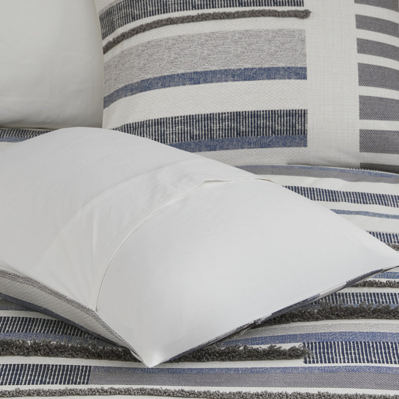 Gray and Navy King Cotton Down Alternative Comforter Set