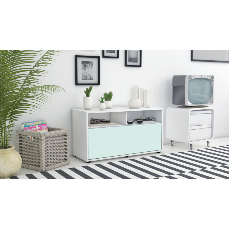 Isai 92cm W Chest of Drawers, Light Blue / Matte White