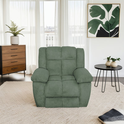 Fauteuil inclinable manuel avec accoudoirs rembourrés - Revêtement en velours côtelé rembourré, structure en bois massif, capacité de 400 lb