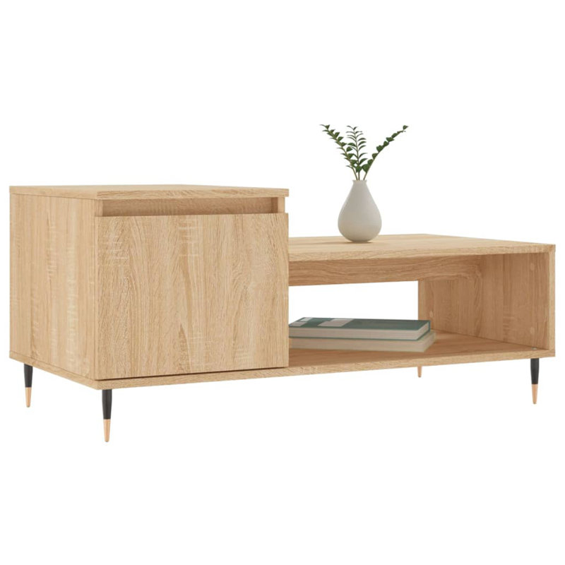 vidaXL Coffee Table Engineered wood, metal 39.4x19.7x17.7 in, Sonoma Oak